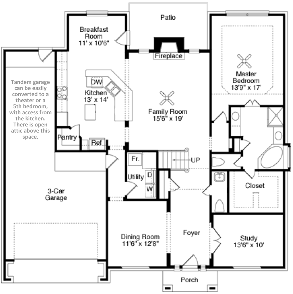 Floor Plan (Down) of home for sale in Houston (Kingwood)
